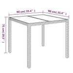vidaXL Masă de grădină cu blat din sticlă, gri, 90x90x75 cm, poliratan vidaXL Masă de grădină cu blat din sticlă, gri, 90x90x75 cm, poliratan