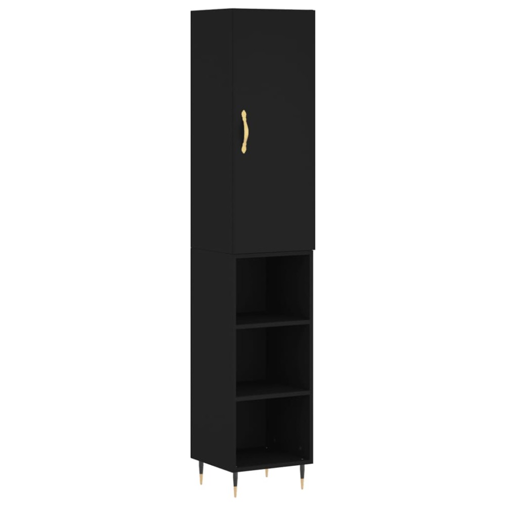 vidaXL Dulap înalt, negru, 34,5x34x180 cm, lemn prelucrat