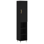 vidaXL Dulap înalt, negru, 34,5x34x180 cm, lemn prelucrat
