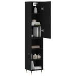 vidaXL Dulap înalt, negru, 34,5x34x180 cm, lemn prelucrat