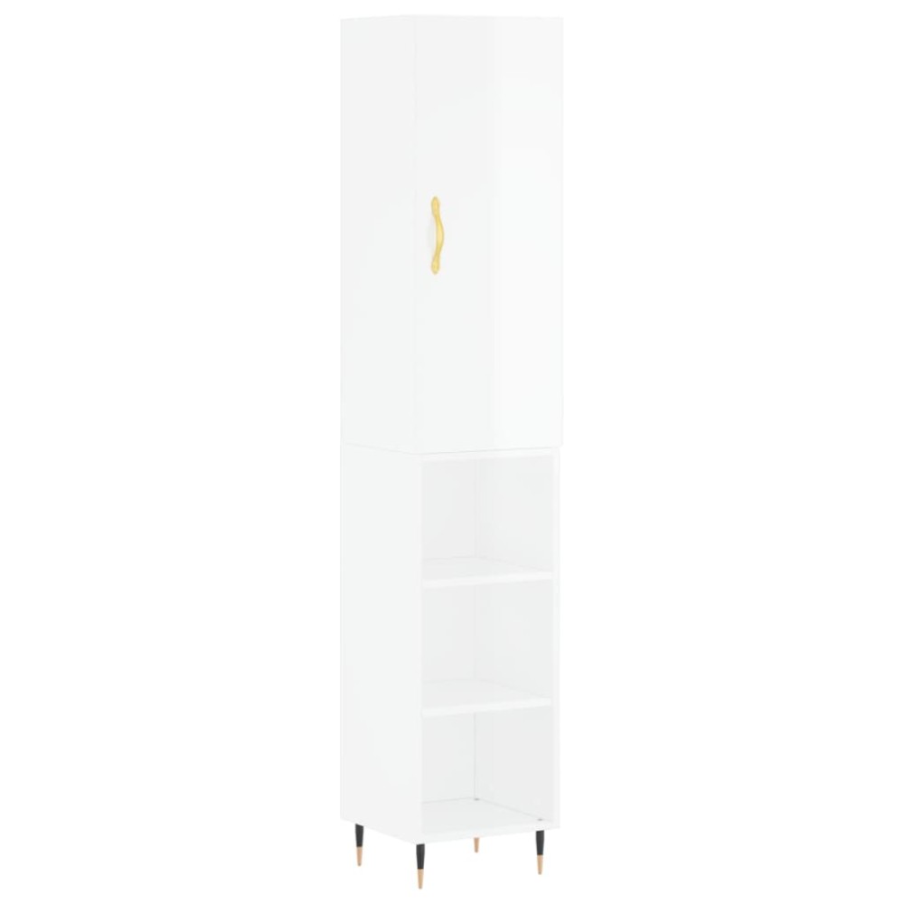 vidaXL Dulap înalt, alb extralucios, 34,5x34x180 cm, lemn prelucrat