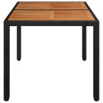 vidaXL Masă de grădină cu blat din lemn negru, 90x90x75 cm, poliratan vidaXL Masă de grădină cu blat din lemn negru, 90x90x75 cm, poliratan