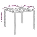 vidaXL Masă de grădină cu blat din lemn negru, 90x90x75 cm, poliratan vidaXL Masă de grădină cu blat din lemn negru, 90x90x75 cm, poliratan