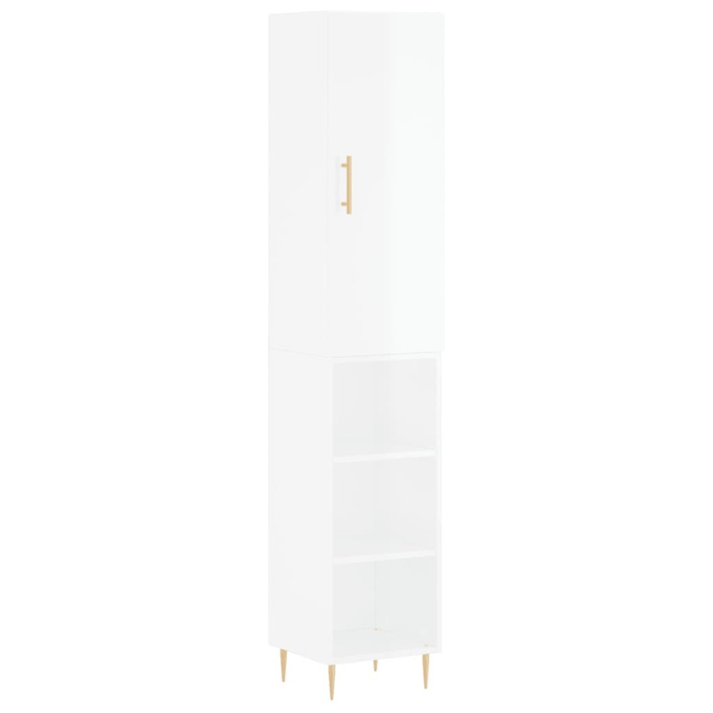 vidaXL Dulap înalt, alb extralucios, 34,5x34x180 cm, lemn prelucrat