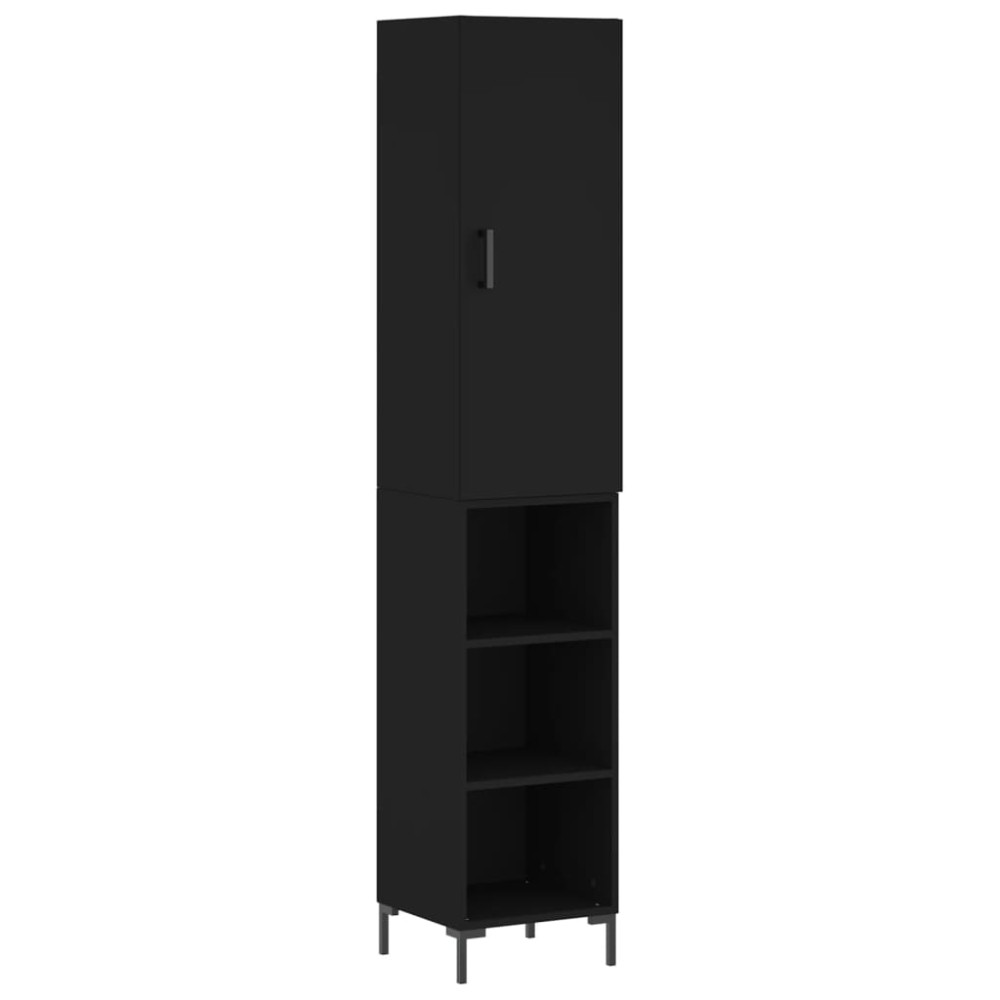vidaXL Dulap înalt, negru, 34,5x34x180 cm, lemn prelucrat