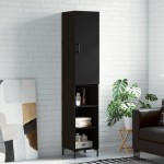 vidaXL Dulap înalt, negru, 34,5x34x180 cm, lemn prelucrat