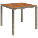 vidaXL Masă de grădină cu blat din lemn, gri, 90x90x75 cm, poliratan vidaXL Masă de grădină cu blat din lemn, gri, 90x90x75 cm, poliratan