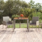 vidaXL Masă de grădină cu blat din lemn, gri, 90x90x75 cm, poliratan vidaXL Masă de grădină cu blat din lemn, gri, 90x90x75 cm, poliratan