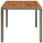 vidaXL Masă de grădină cu blat din lemn, gri, 90x90x75 cm, poliratan vidaXL Masă de grădină cu blat din lemn, gri, 90x90x75 cm, poliratan