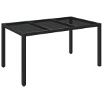 vidaXL Masă grădină cu blat din sticlă, negru, 150x90x75 cm, poliratan