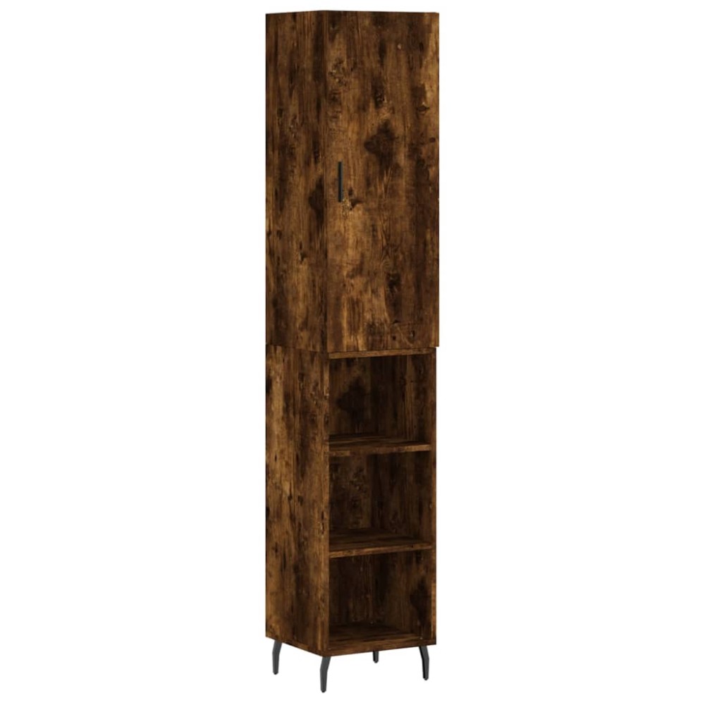 vidaXL Dulap înalt, stejar fumuriu, 34,5x34x180 cm, lemn prelucrat