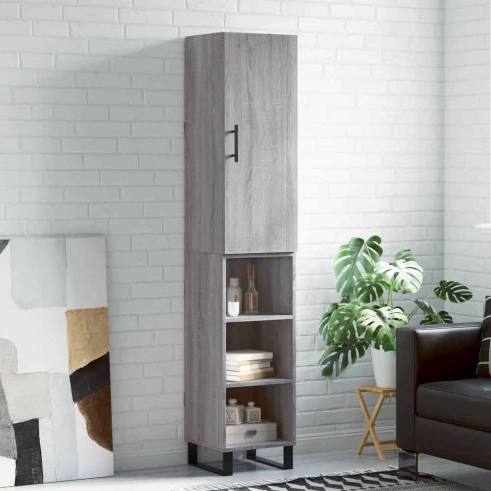 vidaXL Dulap înalt, gri sonoma, 34,5x34x180 cm, lemn prelucrat