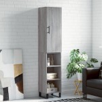 vidaXL Dulap înalt, gri sonoma, 34,5x34x180 cm, lemn prelucrat