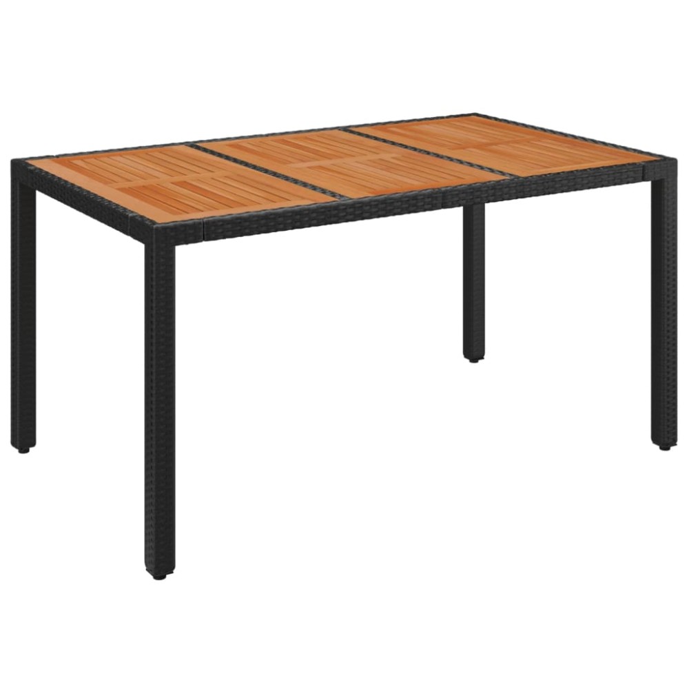 vidaXL Masă de grădină cu blat din lemn, negru 150x90x75 cm poliratan