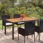 vidaXL Masă de grădină cu blat din lemn, negru 150x90x75 cm poliratan vidaXL Masă de grădină cu blat din lemn, negru 150x90x75 cm poliratan