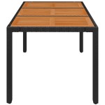 vidaXL Masă de grădină cu blat din lemn, negru 150x90x75 cm poliratan vidaXL Masă de grădină cu blat din lemn, negru 150x90x75 cm poliratan