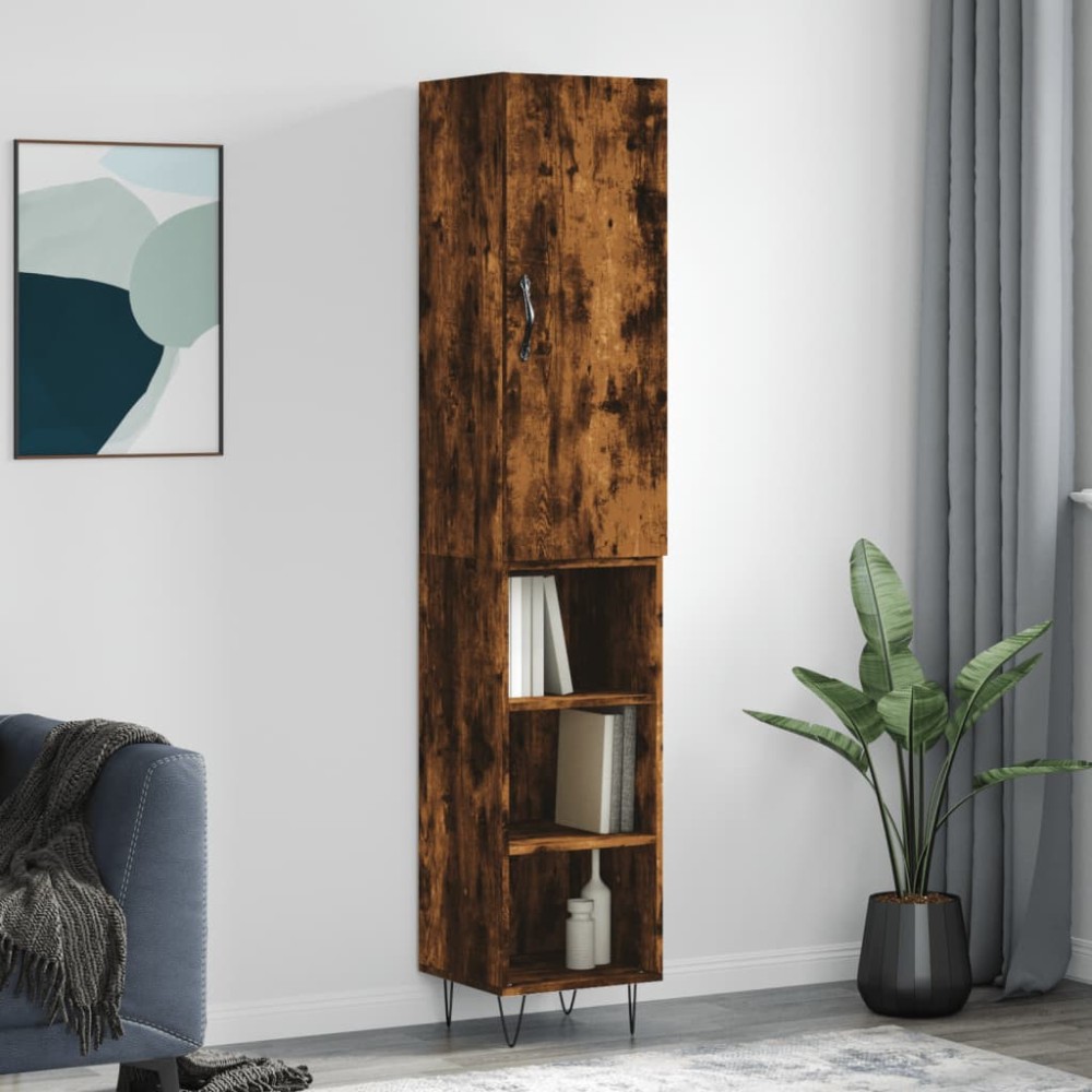 vidaXL Dulap înalt, stejar fumuriu, 34,5x34x180 cm, lemn prelucrat