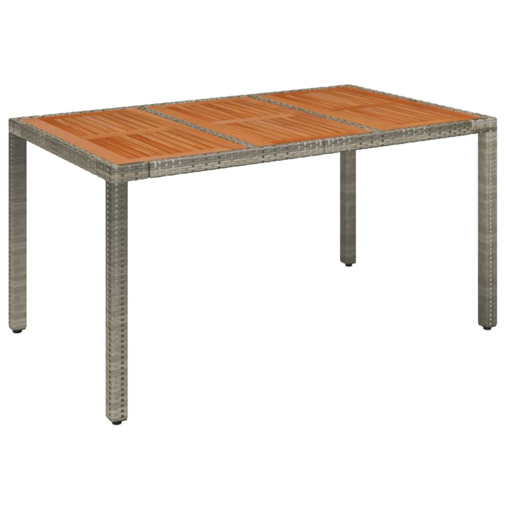 vidaXL Masă de grădină cu blat din lemn, gri, 150x90x75 cm, poliratan