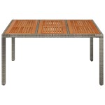 vidaXL Masă de grădină cu blat din lemn, gri, 150x90x75 cm, poliratan vidaXL Masă de grădină cu blat din lemn, gri, 150x90x75 cm, poliratan