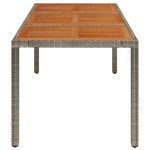 vidaXL Masă de grădină cu blat din lemn, gri, 150x90x75 cm, poliratan vidaXL Masă de grădină cu blat din lemn, gri, 150x90x75 cm, poliratan