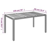 vidaXL Masă de grădină cu blat din lemn, gri, 150x90x75 cm, poliratan vidaXL Masă de grădină cu blat din lemn, gri, 150x90x75 cm, poliratan