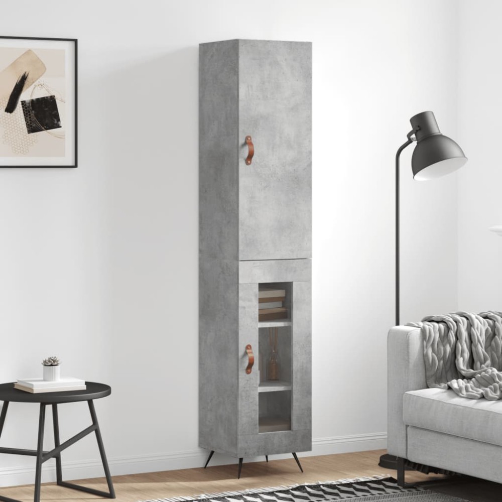 vidaXL Dulap înalt, gri beton, 34,5x34x180 cm, lemn prelucrat