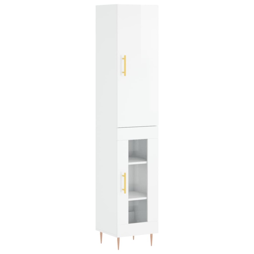 vidaXL Dulap înalt, alb extralucios, 34,5x34x180 cm, lemn prelucrat