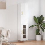 vidaXL Dulap înalt, alb extralucios, 34,5x34x180 cm, lemn prelucrat vidaXL Dulap înalt, alb extralucios, 34,5x34x180 cm, lemn prelucrat