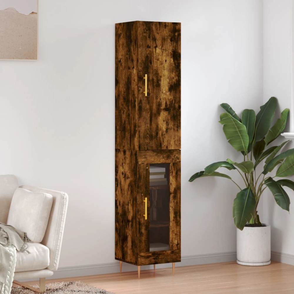 vidaXL Dulap înalt, stejar fumuriu, 34,5x34x180 cm, lemn prelucrat