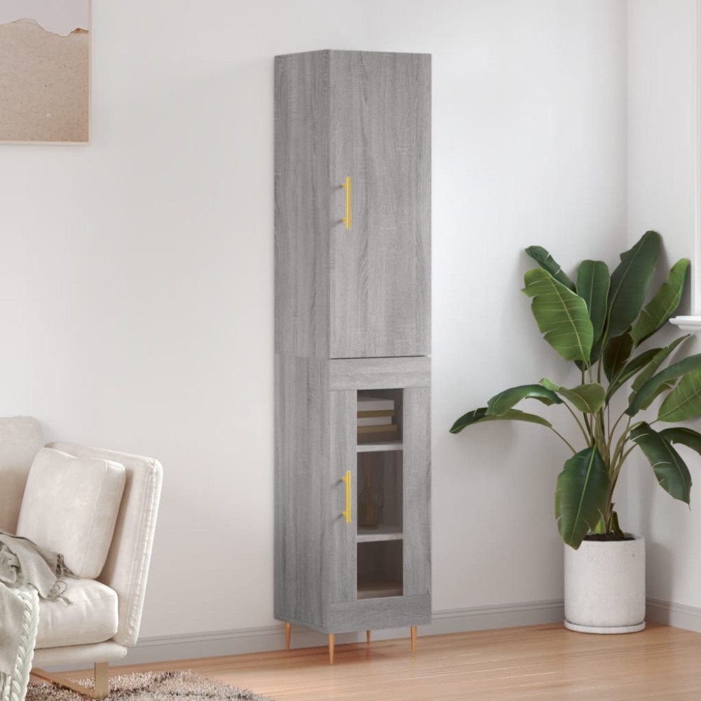 vidaXL Dulap înalt, gri sonoma, 34,5x34x180 cm, lemn prelucrat