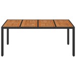 vidaXL Masă grădină cu blat din sticlă, negru, 190x90x75 cm, poliratan vidaXL Masă grădină cu blat din sticlă, negru, 190x90x75 cm, poliratan