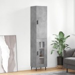 vidaXL Dulap înalt, gri beton, 34,5x34x180 cm, lemn prelucrat vidaXL Dulap înalt, gri beton, 34,5x34x180 cm, lemn prelucrat