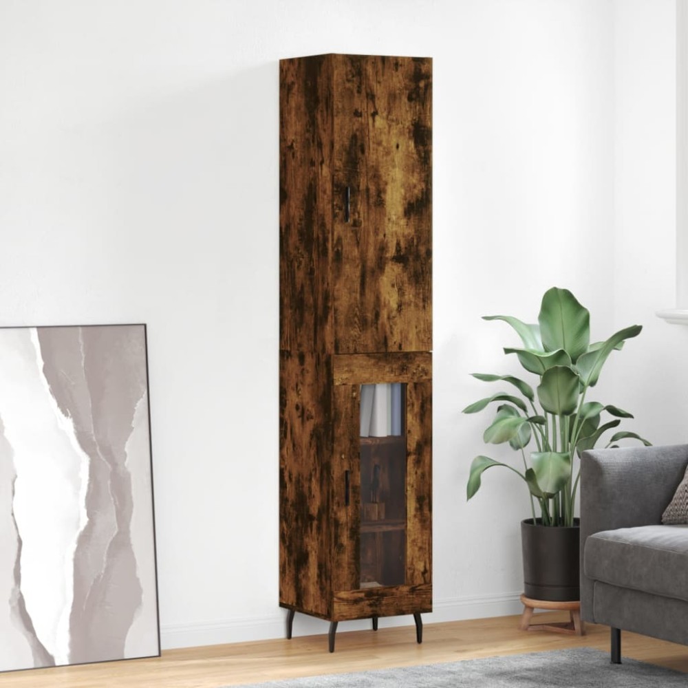 vidaXL Dulap înalt, stejar fumuriu, 34,5x34x180 cm, lemn prelucrat