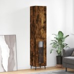 vidaXL Dulap înalt, stejar fumuriu, 34,5x34x180 cm, lemn prelucrat