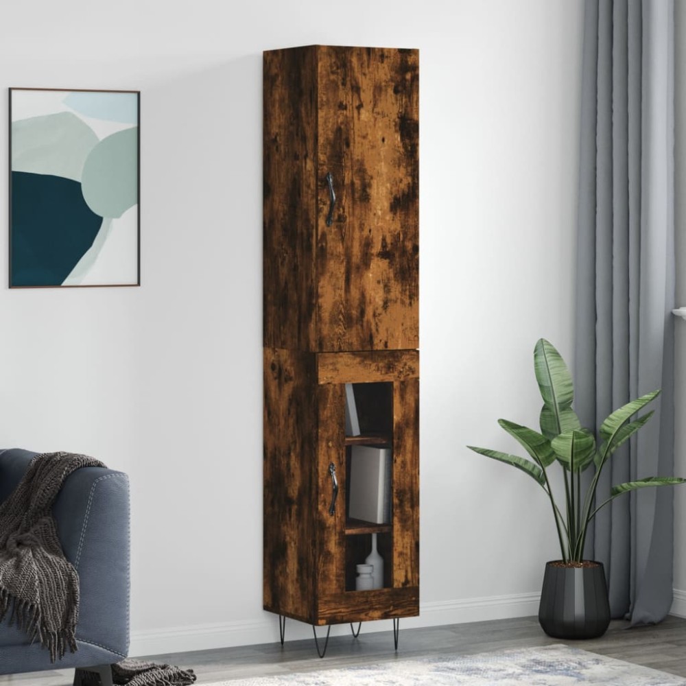 vidaXL Dulap înalt, stejar fumuriu, 34,5x34x180 cm, lemn prelucrat