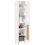 vidaXL Dulap înalt, alb extralucios, 34,5x34x180 cm, lemn prelucrat vidaXL Dulap înalt, alb extralucios, 34,5x34x180 cm, lemn prelucrat