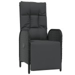 vidaXL Scaune rabatabile de grădină, 2 buc., cu masă, negru, poliratan vidaXL Scaune rabatabile de grădină, 2 buc., cu masă, negru, poliratan
