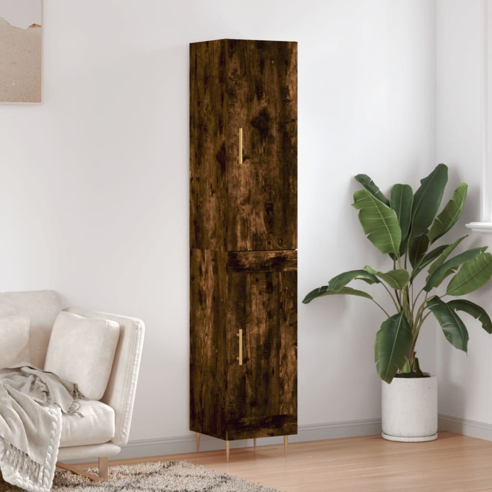 vidaXL Dulap înalt, stejar fumuriu, 34,5x34x180 cm, lemn prelucrat
