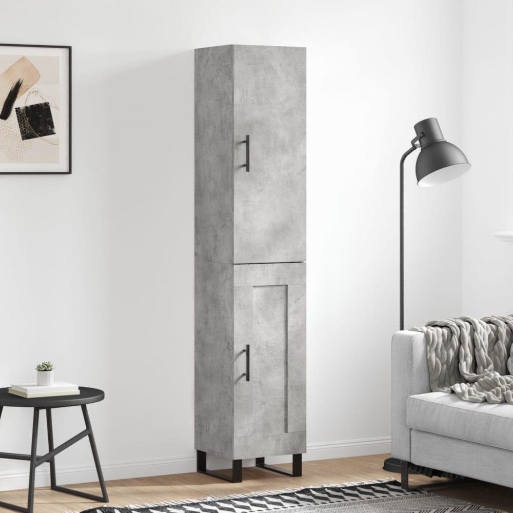 vidaXL Dulap înalt, gri beton, 34,5x34x180 cm, lemn prelucrat