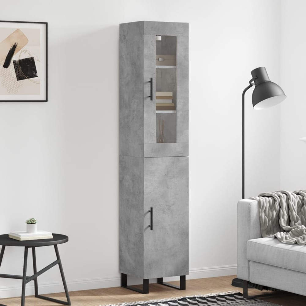 vidaXL Dulap înalt, gri beton, 34,5x34x180 cm, lemn prelucrat