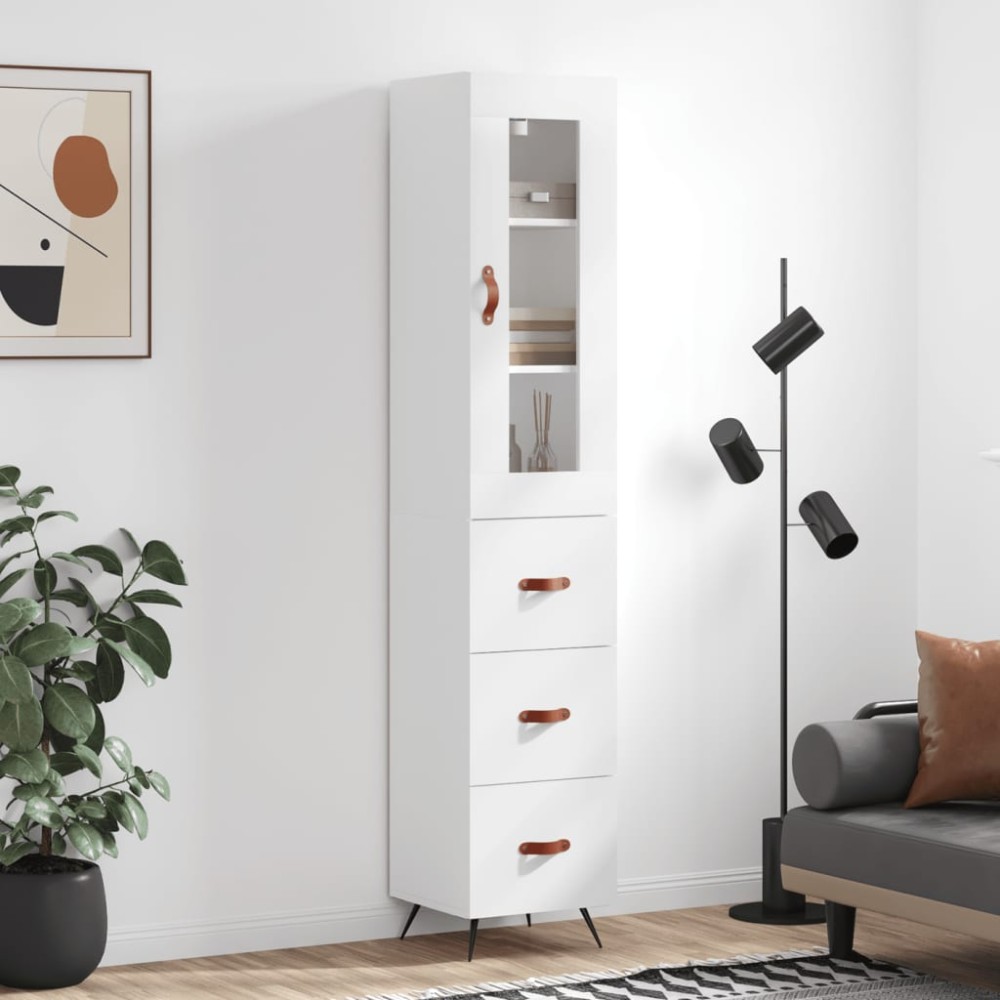 vidaXL Dulap înalt, alb, 34,5x34x180 cm, lemn prelucrat