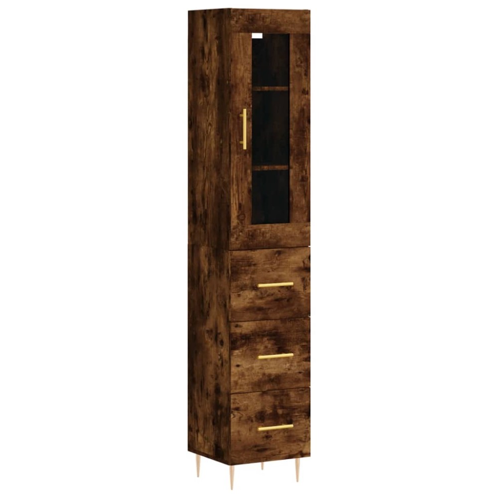 vidaXL Dulap înalt, stejar fumuriu, 34,5x34x180 cm, lemn prelucrat