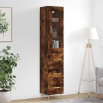 vidaXL Dulap înalt, stejar fumuriu, 34,5x34x180 cm, lemn prelucrat