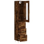 vidaXL Dulap înalt, stejar fumuriu, 34,5x34x180 cm, lemn prelucrat