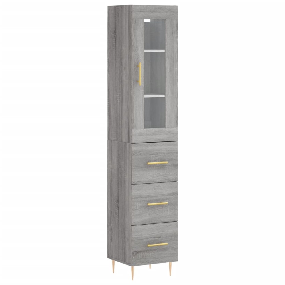 vidaXL Dulap înalt, gri sonoma, 34,5x34x180 cm, lemn prelucrat