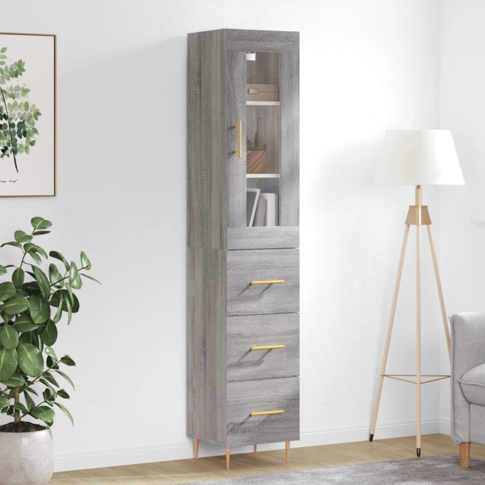 vidaXL Dulap înalt, gri sonoma, 34,5x34x180 cm, lemn prelucrat