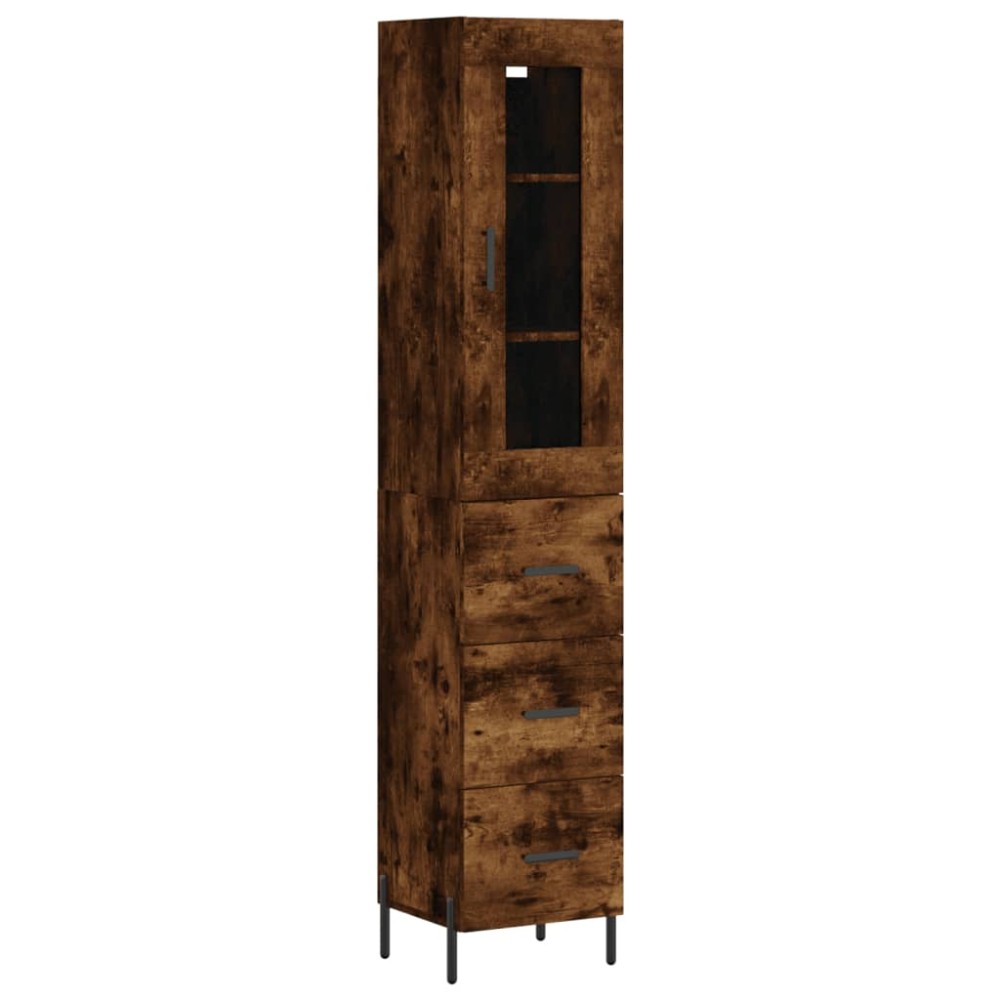 vidaXL Dulap înalt, stejar fumuriu, 34,5x34x180 cm, lemn prelucrat