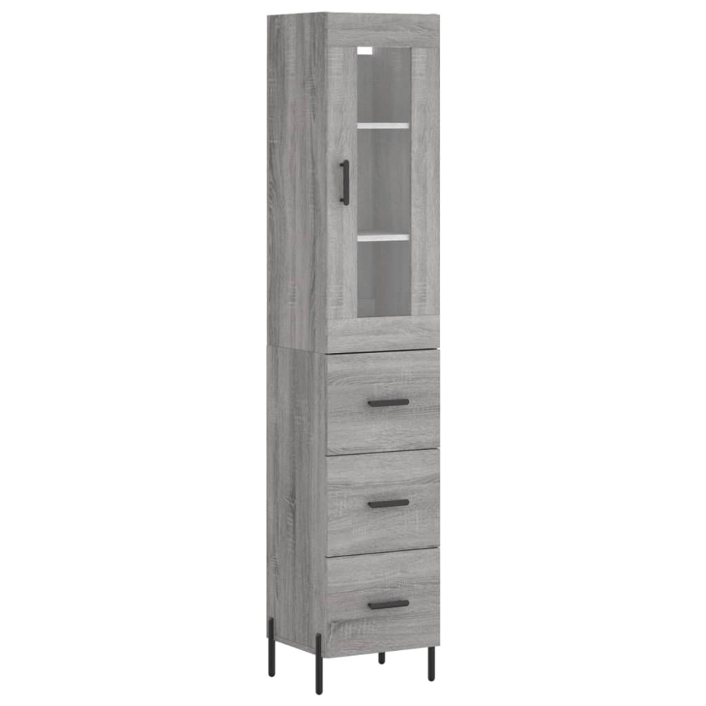 vidaXL Dulap înalt, gri sonoma, 34,5x34x180 cm, lemn prelucrat