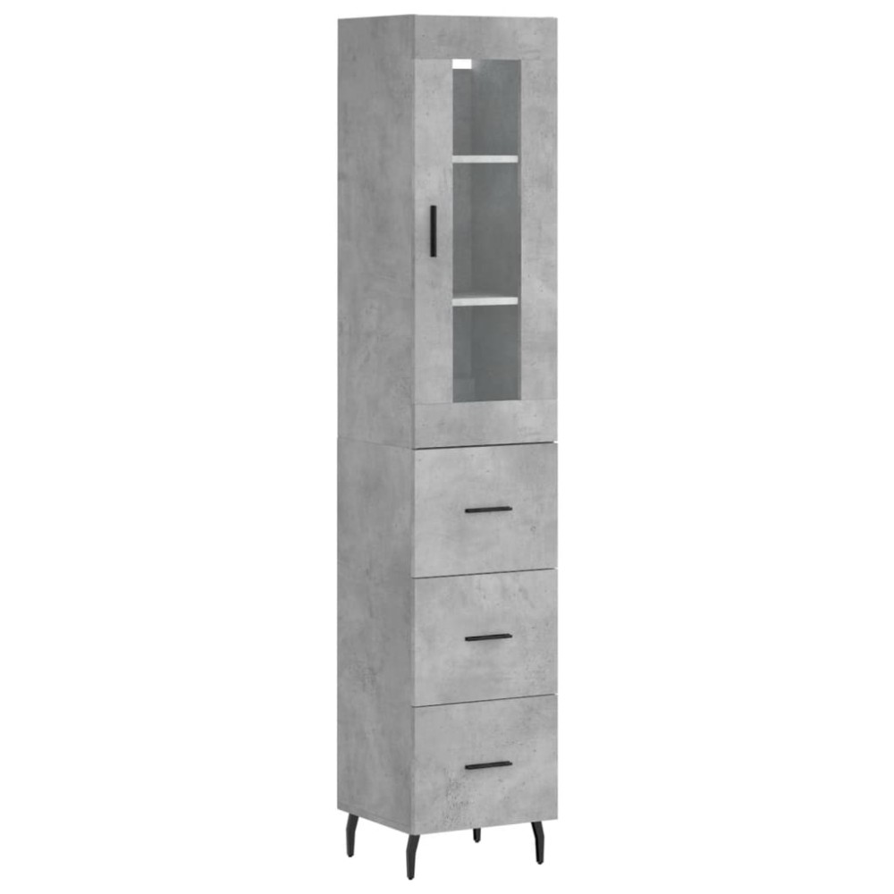 vidaXL Dulap înalt, gri beton, 34,5x34x180 cm, lemn prelucrat
