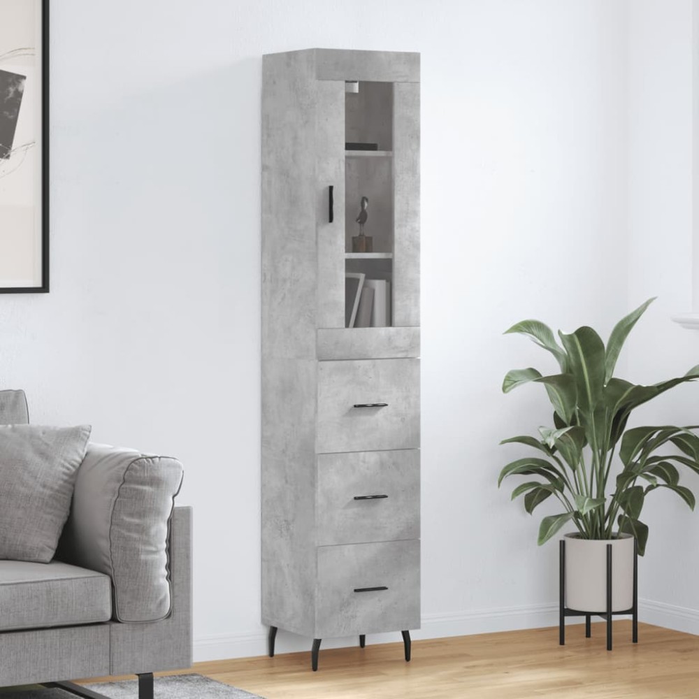 vidaXL Dulap înalt, gri beton, 34,5x34x180 cm, lemn prelucrat